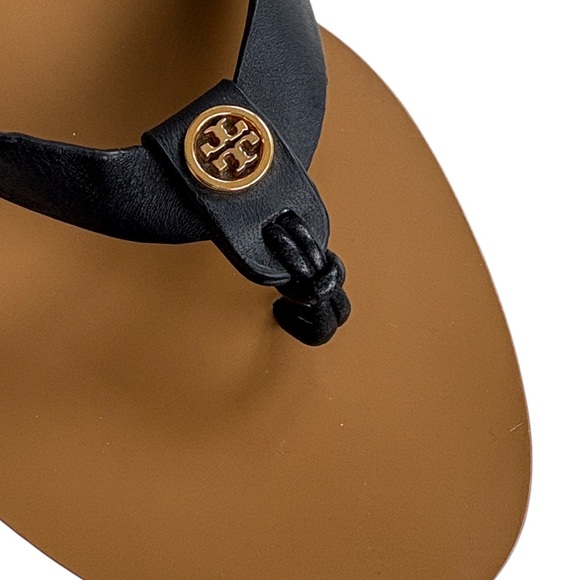 EUC Tory Burch Leather Manon Thong Sandals Black Size 8 - Picture 2 of 7